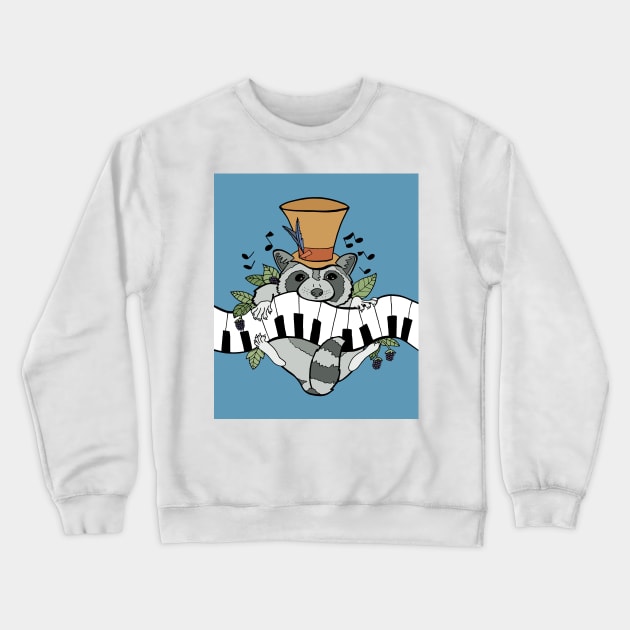 Master Raccoon Plays Genius Piano Tune Crewneck Sweatshirt by Otter-Grotto